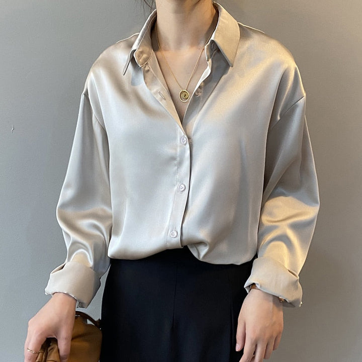 Women's Shirt Silk Vintage Style Elegant