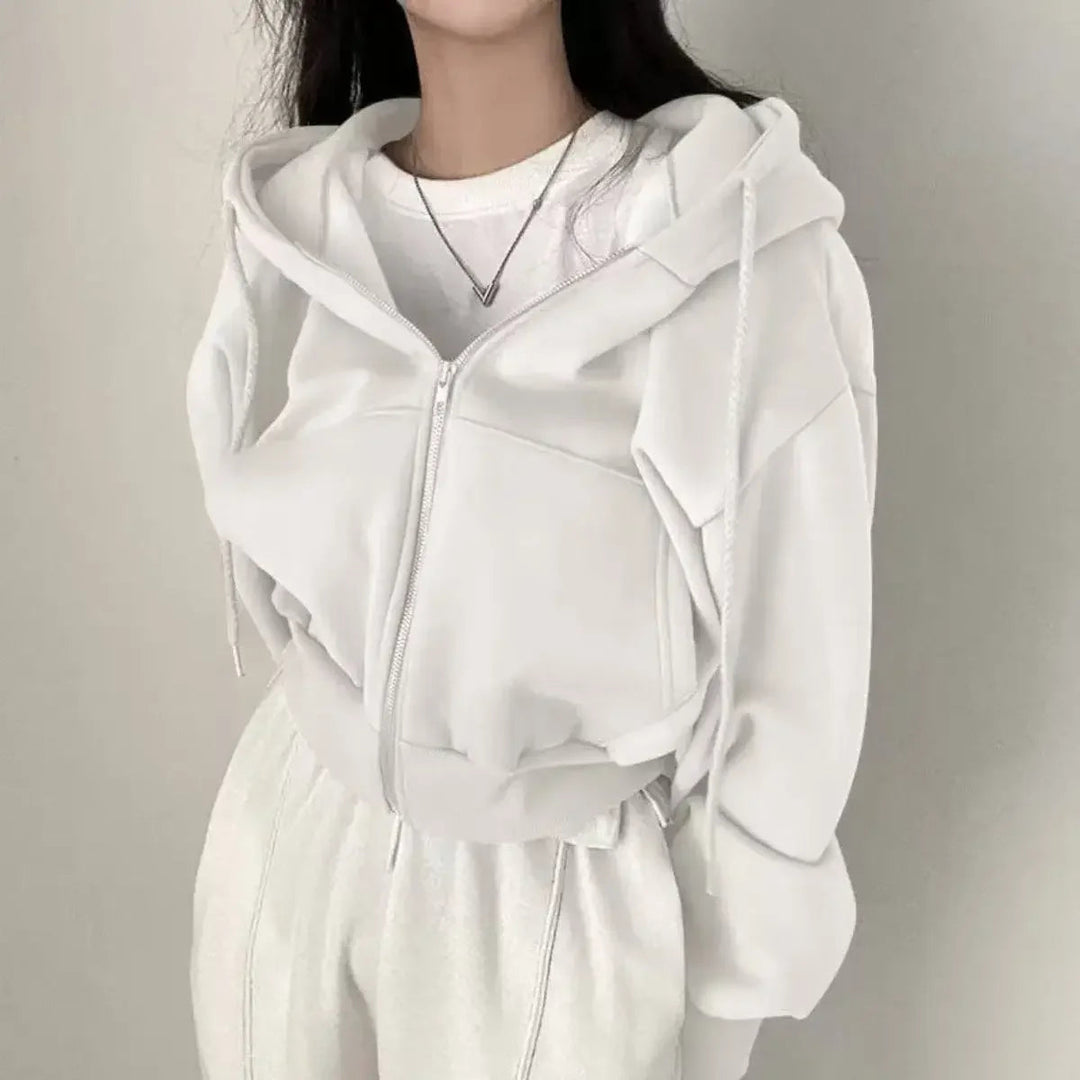 Damen Hoodie Baumwolle Lässig Verkürzte Silhouette