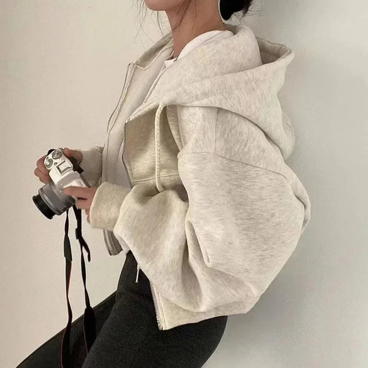 Damen Hoodie Baumwolle Lässig Verkürzte Silhouette
