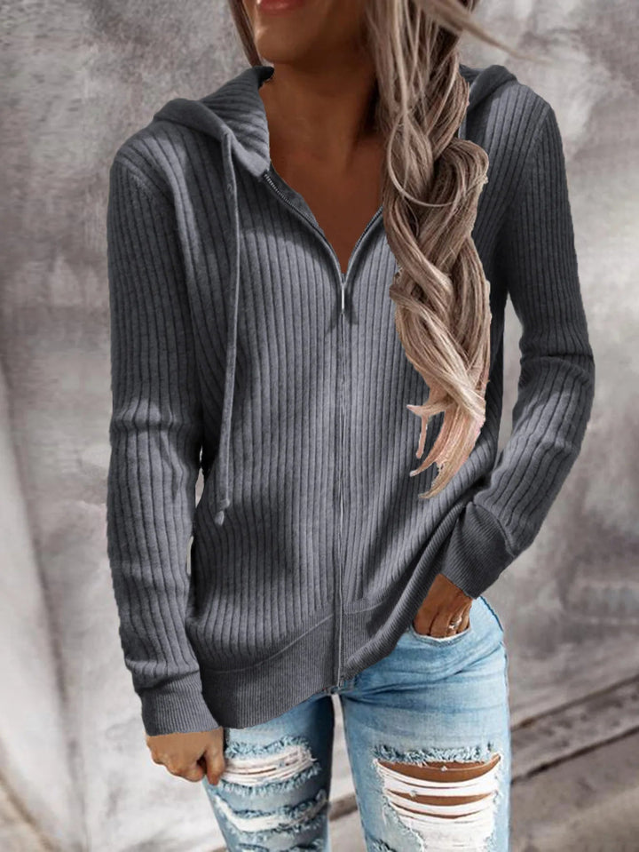 Damen Hoodie mit Reißverschluss und Kapuze Baumwollmix