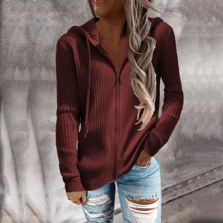 Damen Hoodie mit Reißverschluss und Kapuze Baumwollmix