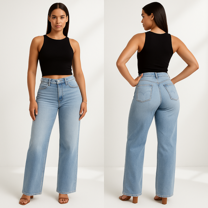 Trendy women's jeans made of denim