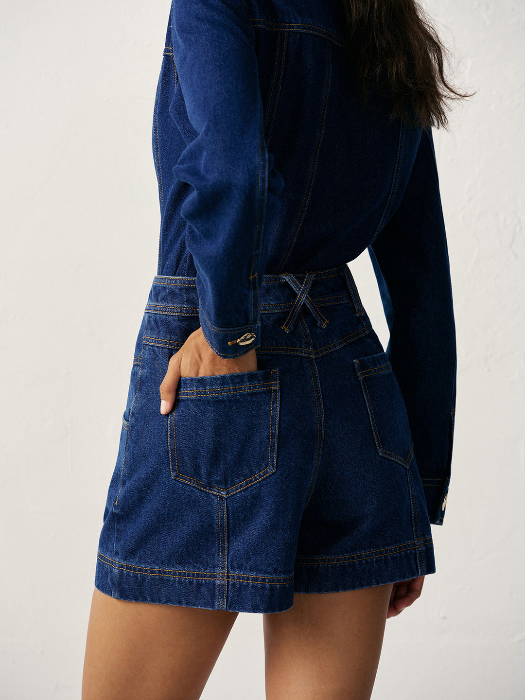 Damen Jeansshorts – High Waist Baumwolle, Hoch Tailliert mit Knopfverschluss