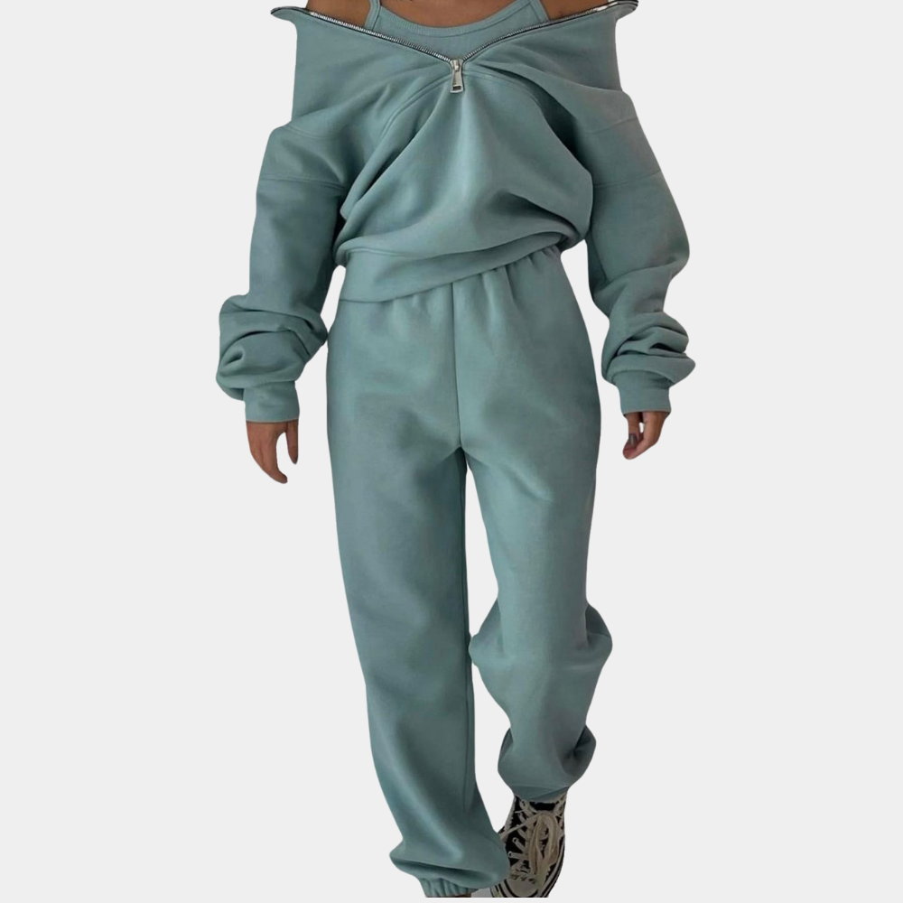 Damen Jogginganzug Bequem Sportlich Atmungsaktiv Modern Schnitt