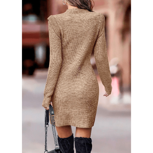 Damen Kleid Strickstoff Patchwork Stil