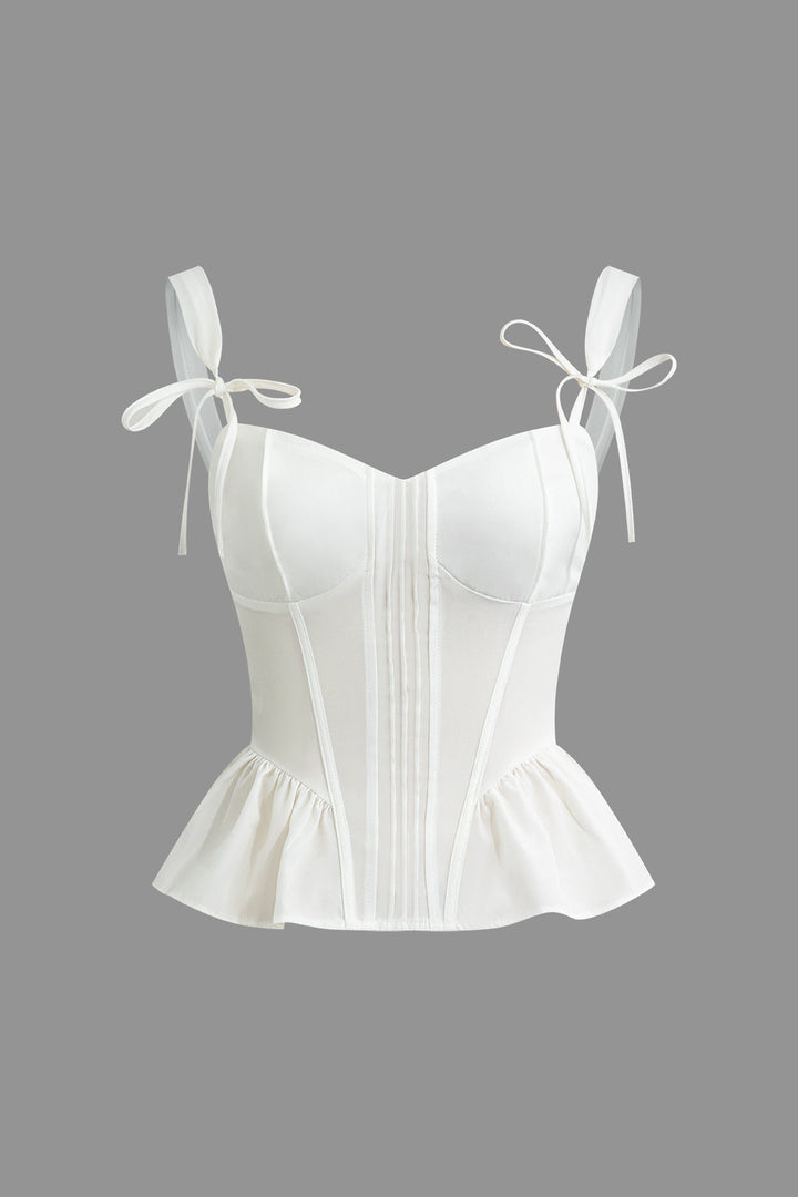 Women's corset top with peplum and tie band