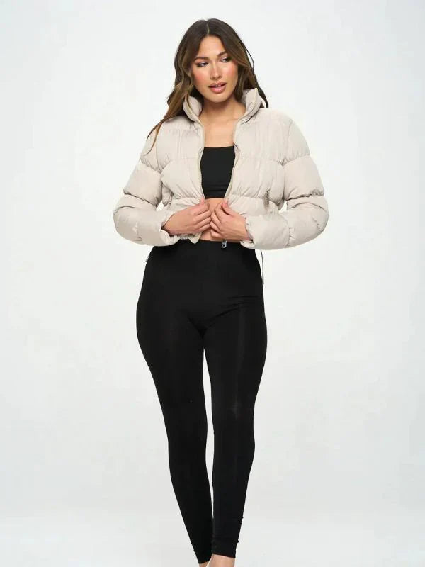 Women's Short Puffer Jacket with Zipper