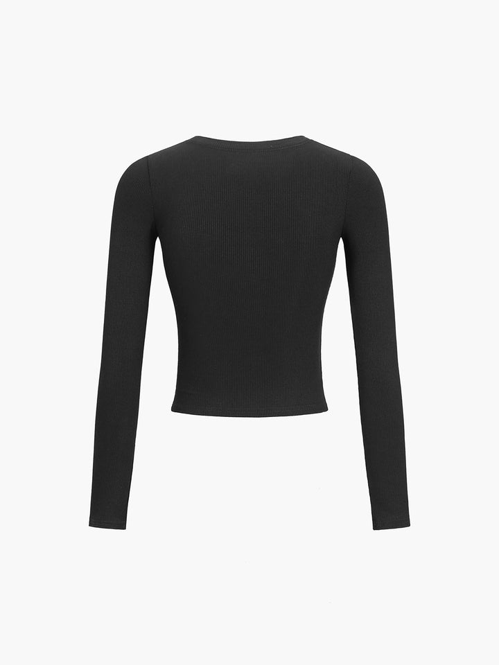 Damen Langarmshirt Baumwolle Crop Stilvoll