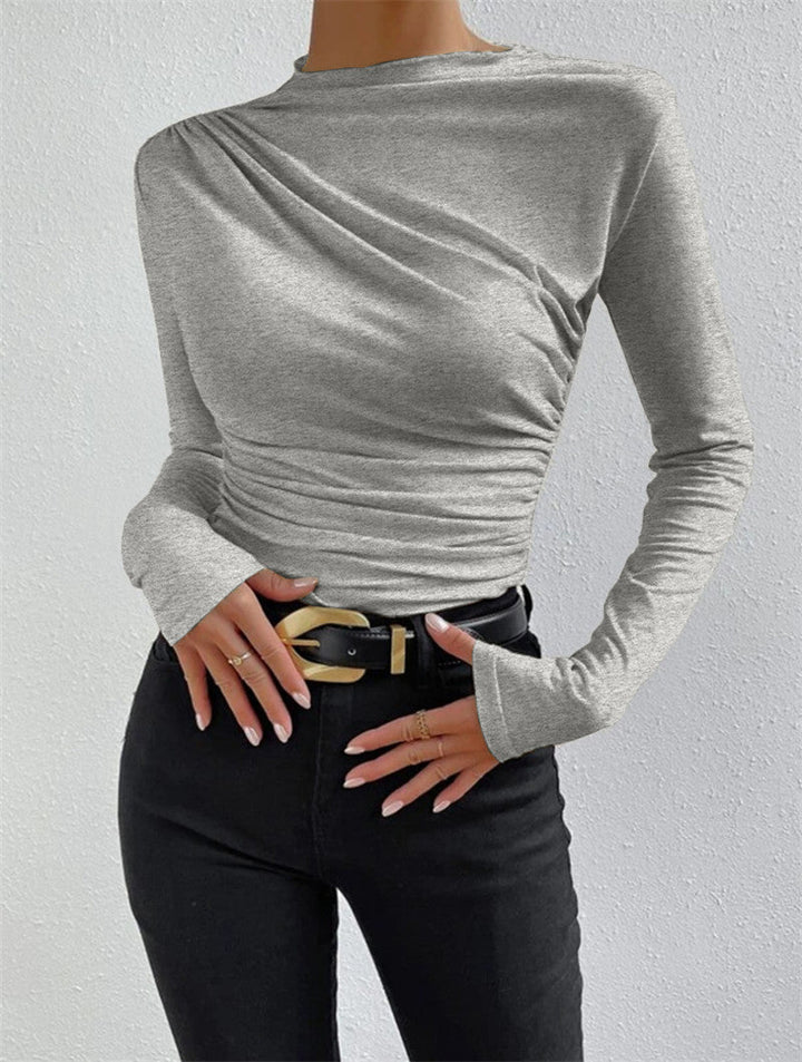 Chemisier à manches longues pour femmes Raffung Élégant Longsleeve