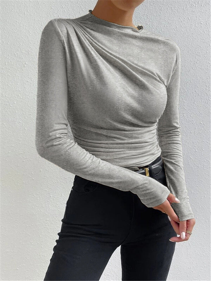 Chemisier à manches longues pour femmes Raffung Élégant Longsleeve