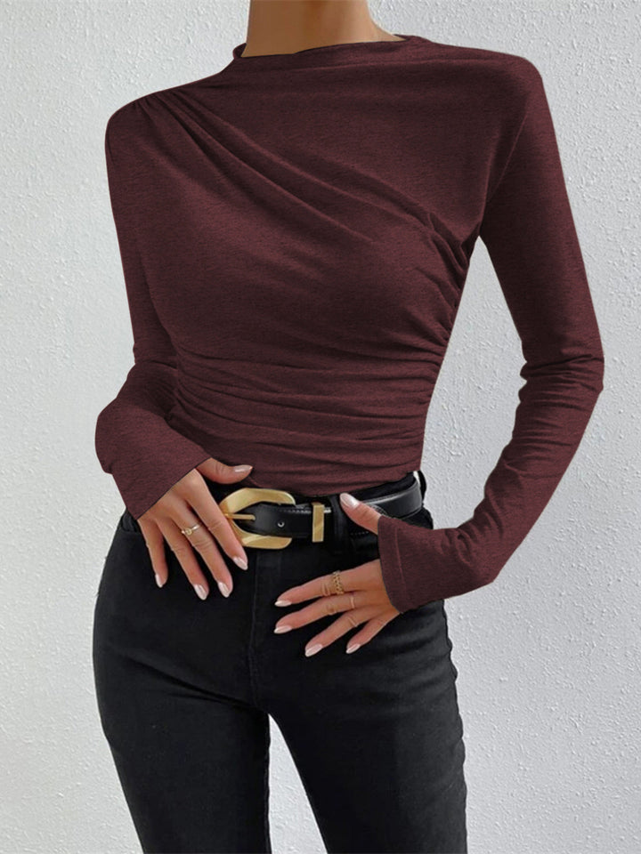 Chemisier à manches longues pour femmes Raffung Élégant Longsleeve