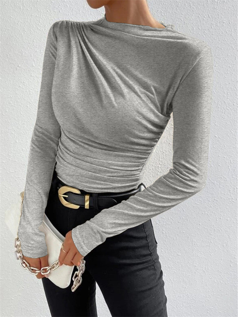 Chemisier à manches longues pour femmes Raffung Élégant Longsleeve