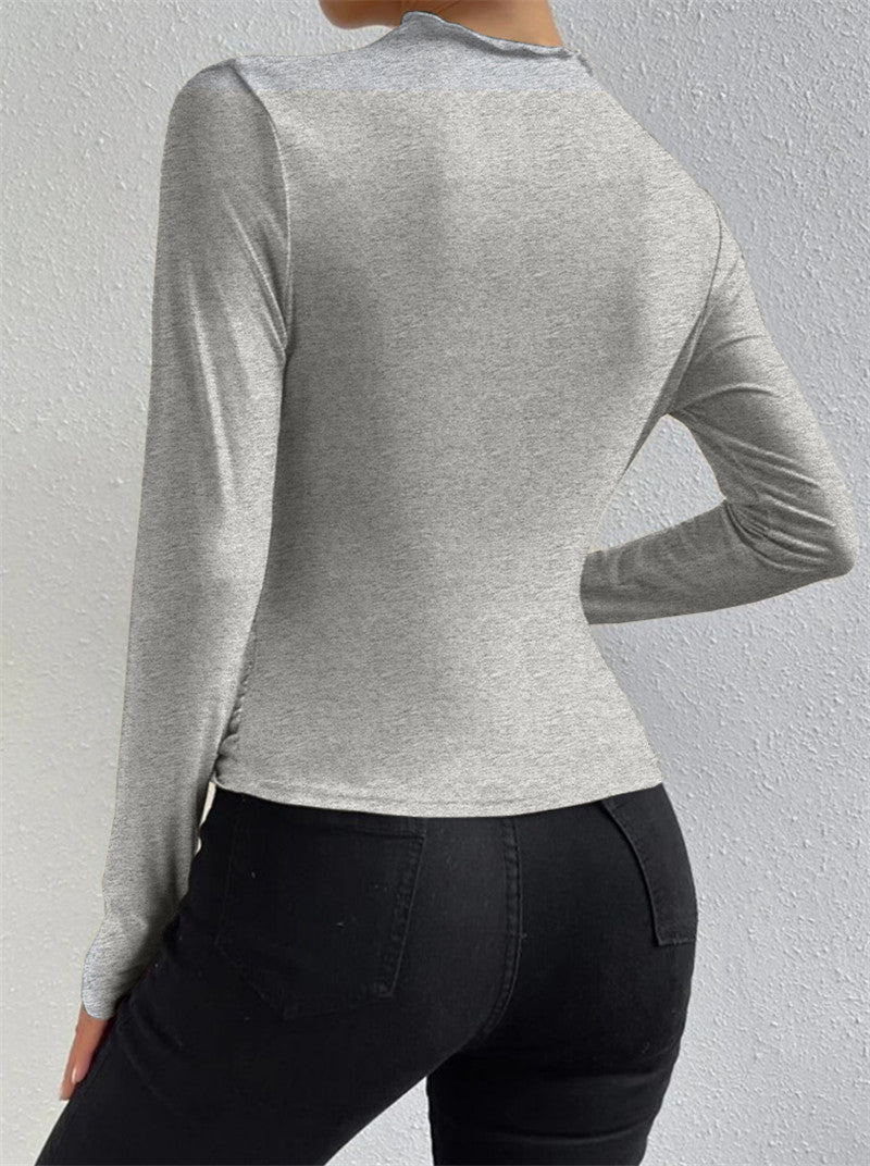 Chemisier à manches longues pour femmes Raffung Élégant Longsleeve