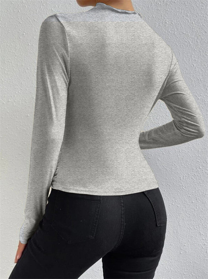 Chemisier à manches longues pour femmes Raffung Élégant Longsleeve