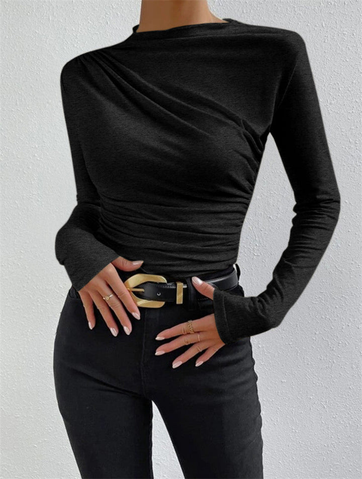 Chemisier à manches longues pour femmes Raffung Élégant Longsleeve