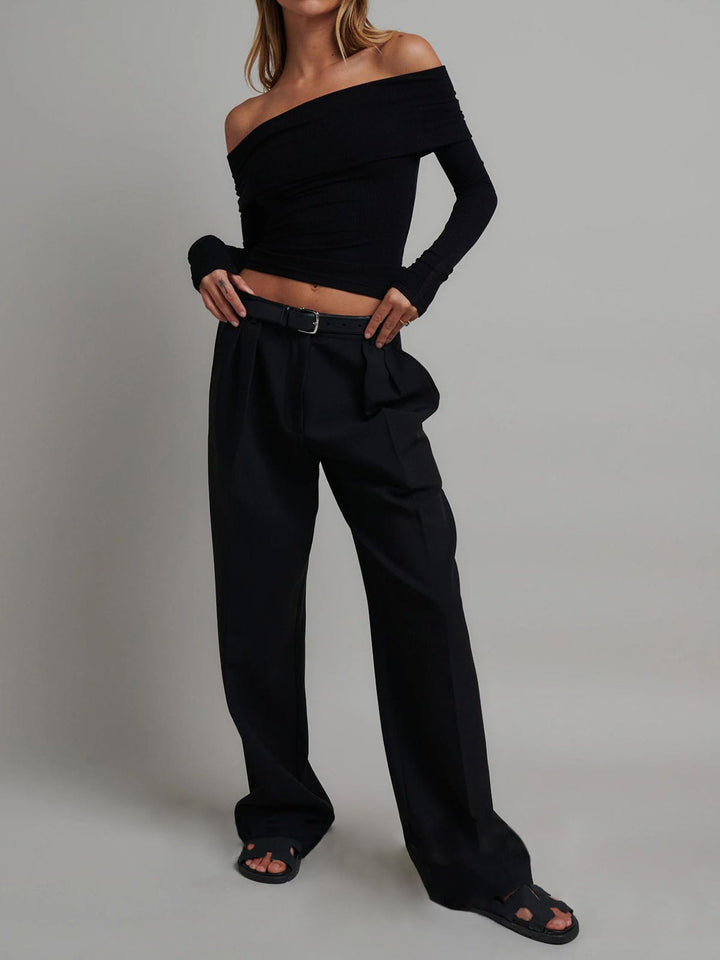 Women's long-sleeve shirt slim fit ribbed