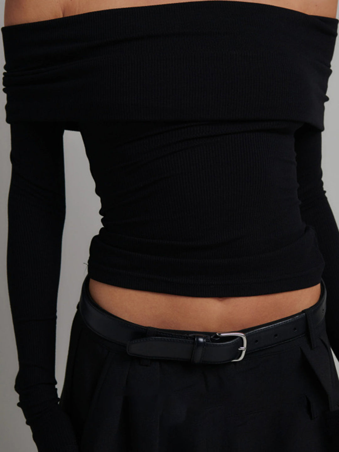 Women's long-sleeve shirt slim fit ribbed