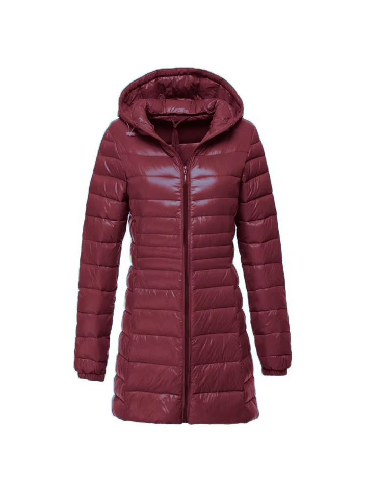 Damen Lange Daunenjacke Leicht Gewichtet