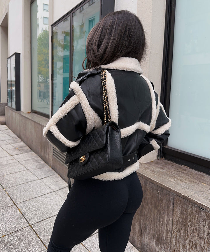 Damen Lange Winterjacke mit Teddyfell