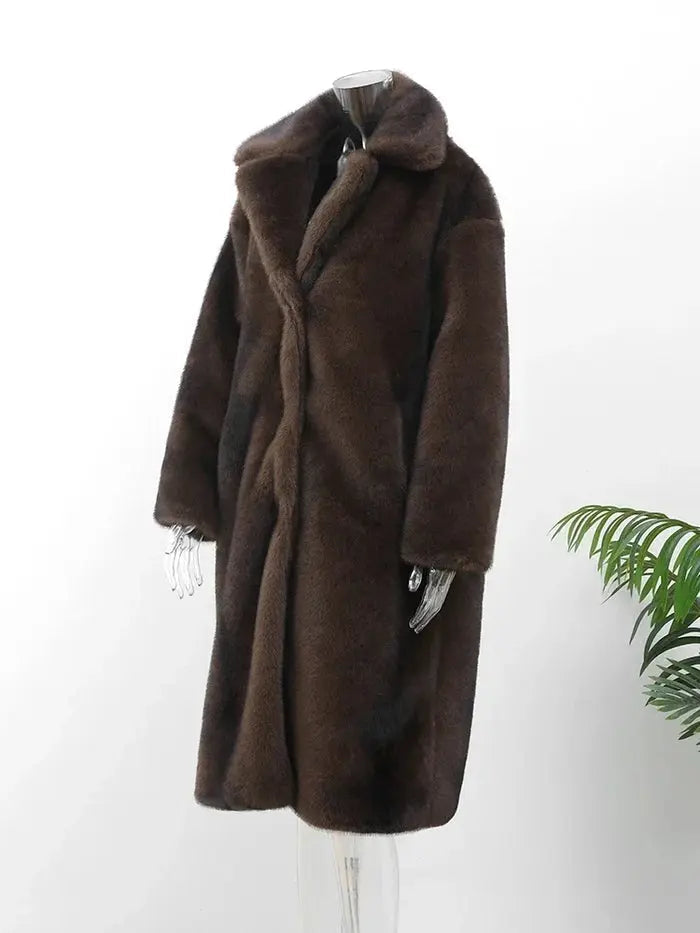 Women's Long Coat Faux Fur Elegant Style