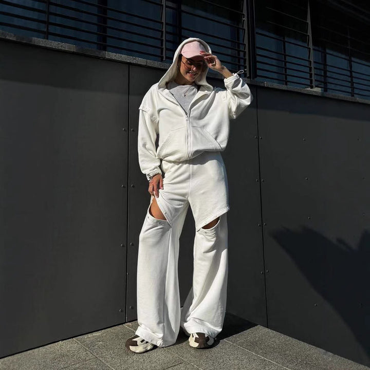 Women's loungewear set with hood and cut-outs
