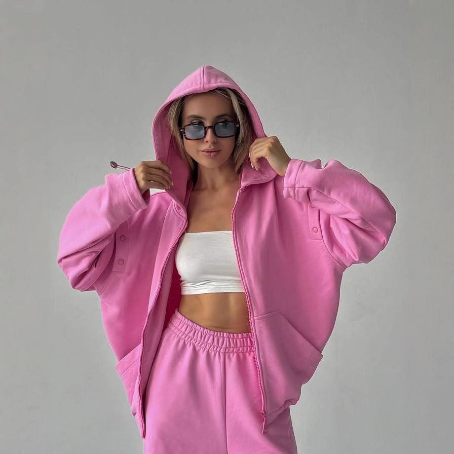 Women's loungewear set with hood and cut-outs