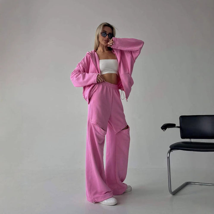 Women's loungewear set with hood and cut-outs