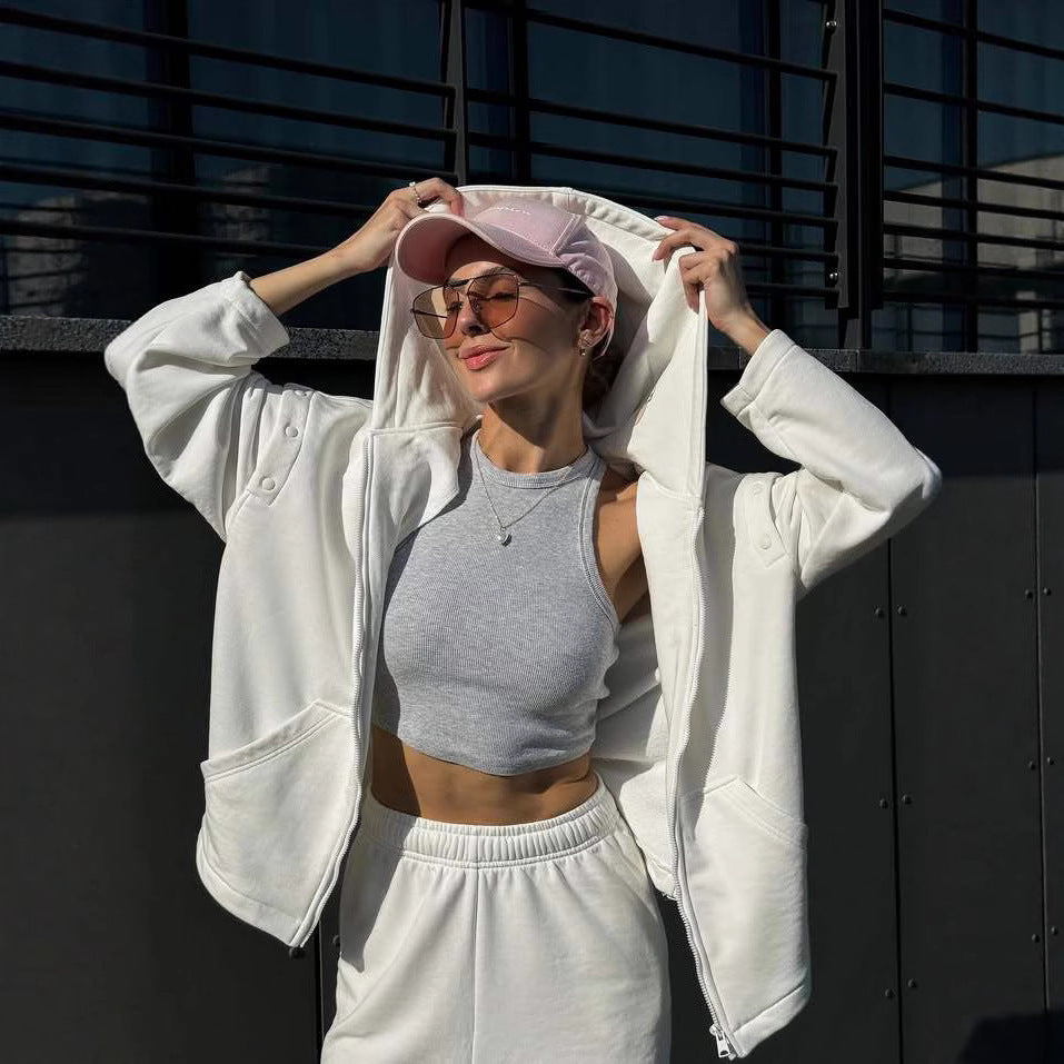 Women's loungewear set with hood and cut-outs