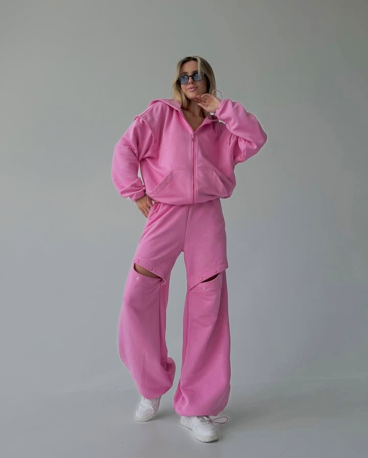 Women's loungewear set with hood and cut-outs