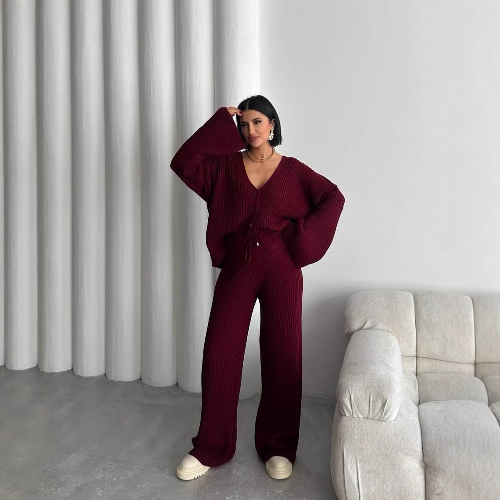 Women's loungewear set knit with wide sleeves