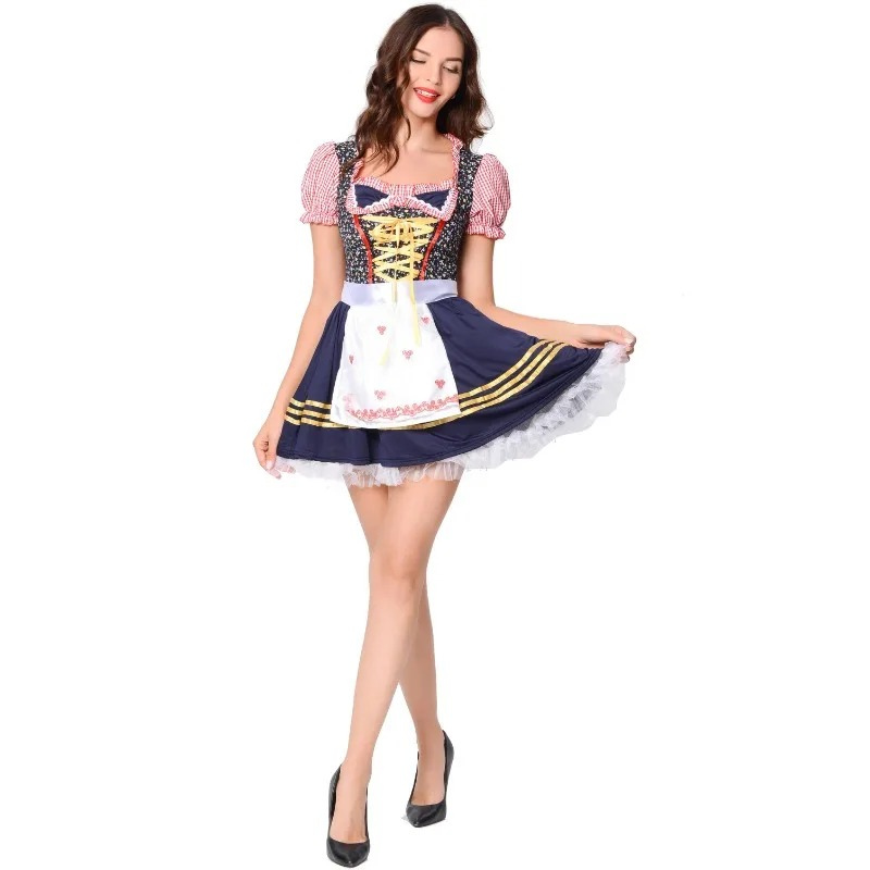 Women's Mini Dirndl Dress Cotton Festive