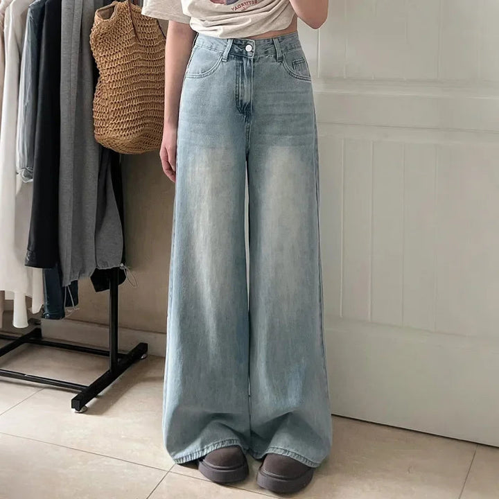Women's Mom Jeans Cotton Casual Style Wide Leg