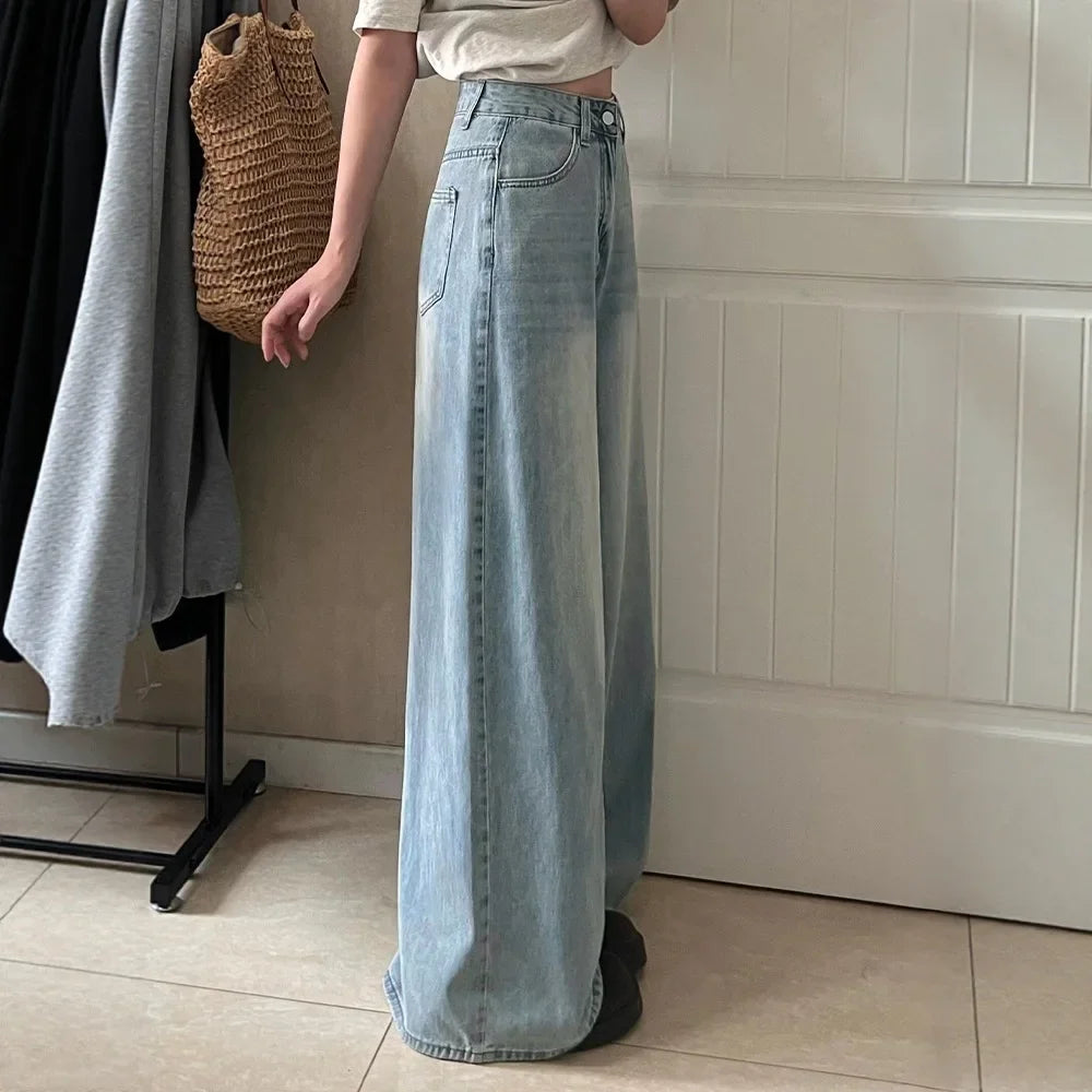 Women's Mom Jeans Cotton Casual Style Wide Leg