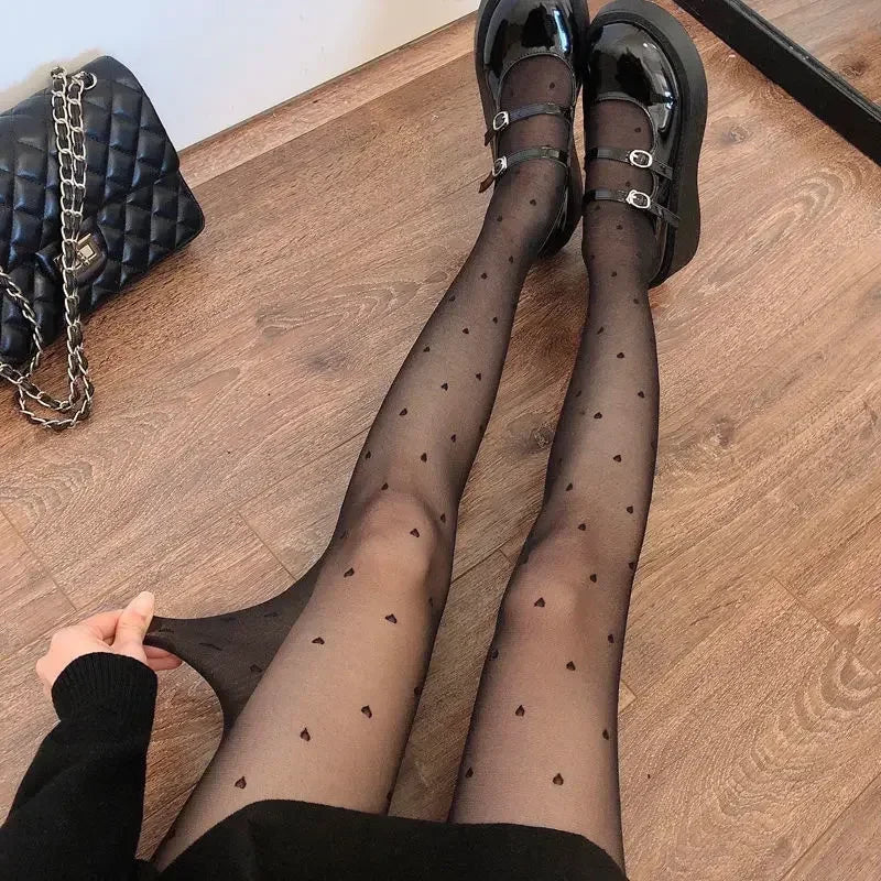 Women's patterned thigh-high tights