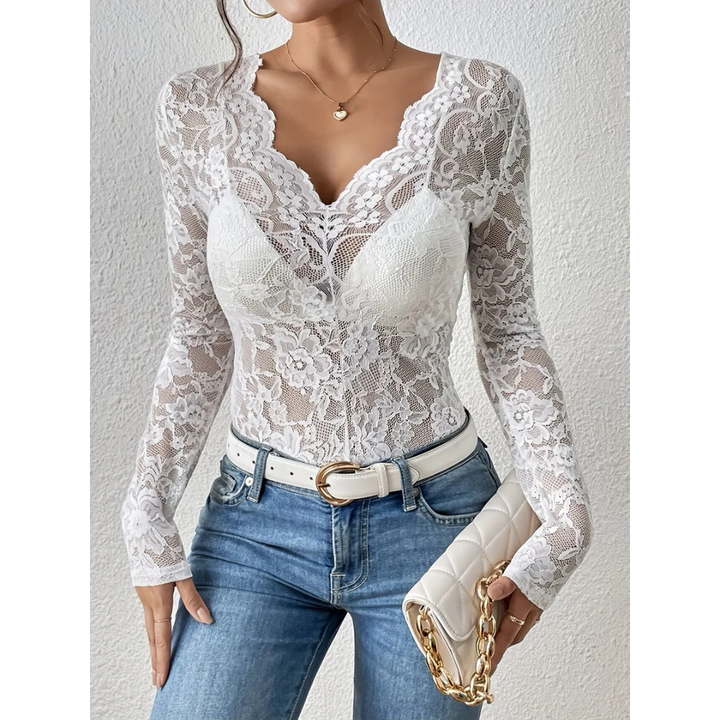 Women's Top Long Sleeve V-Neck Elegant Design