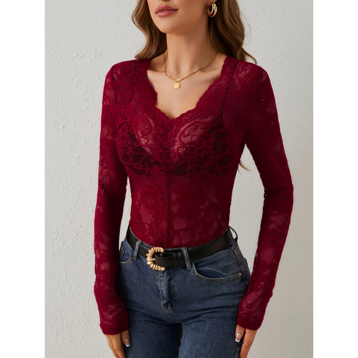 Women's Top Long Sleeve V-Neck Elegant Design