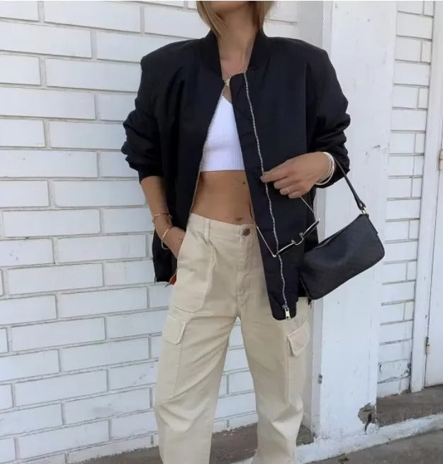 Women's Oversized Bomber Jacket Light Trendy