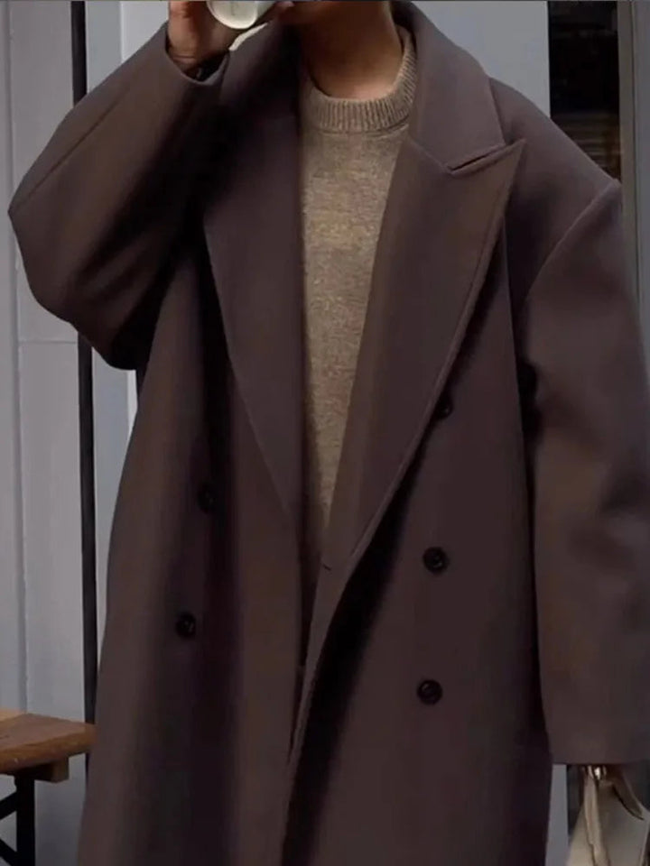 Manteau oversize pour femmes avec col à revers et fente haute