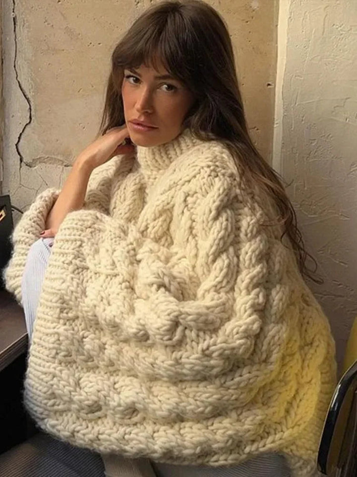 Pull-over oversize pour femmes en maille douce avec design brodé