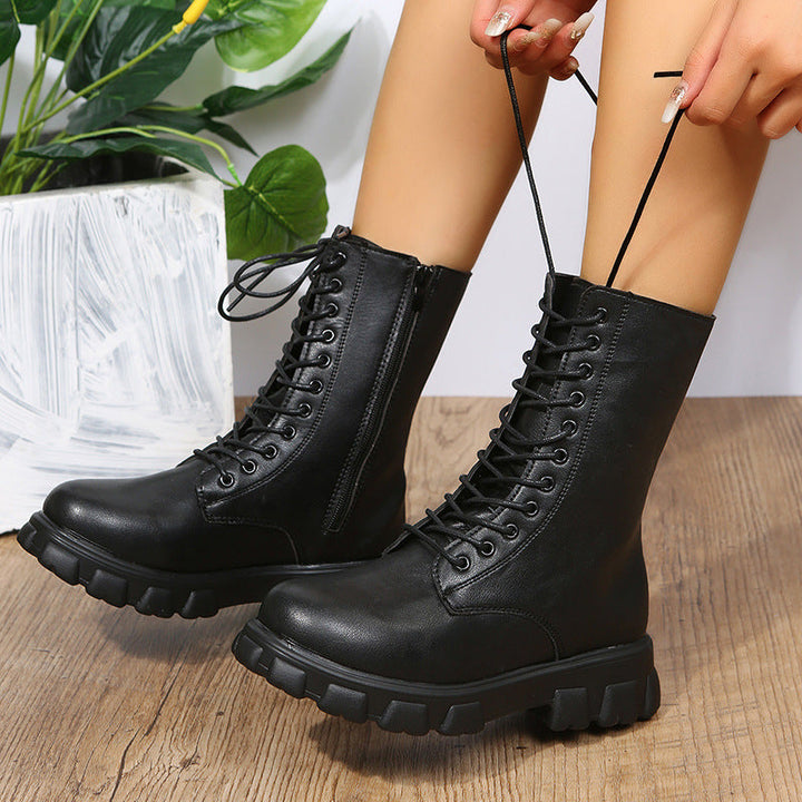 Damen Plateau Schuhe Dirndl Stil mit Blockabsatz und Robuster Plateausohle