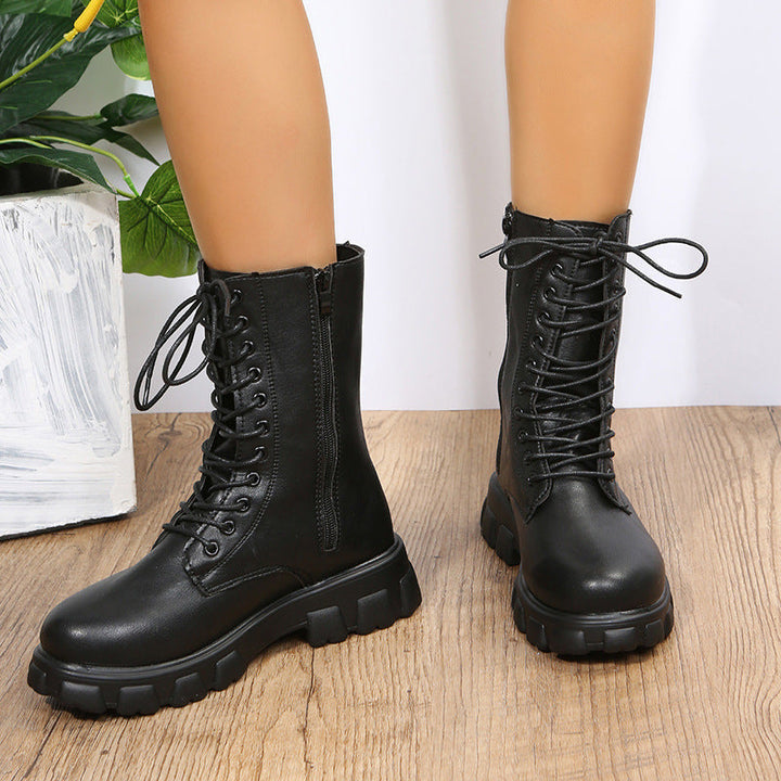 Damen Plateau Schuhe Dirndl Stil mit Blockabsatz und Robuster Plateausohle