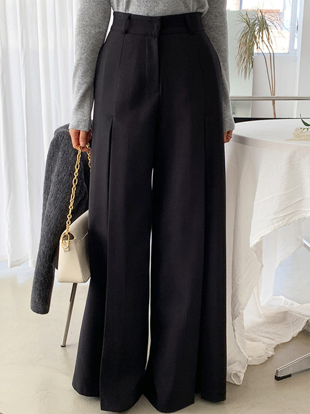 Women's Pleated Pants High-Waisted Wide Leg