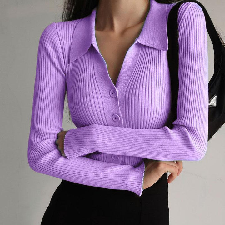 Damen Poloshirt Mit Langen Ärmeln Und Knöpfen, Elegantes Design