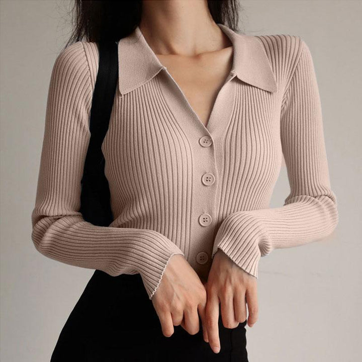 Damen Poloshirt Mit Langen Ärmeln Und Knöpfen, Elegantes Design