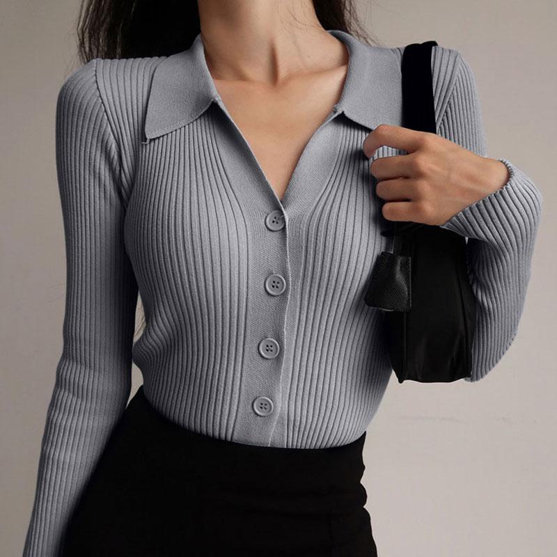 Damen Poloshirt Mit Langen Ärmeln Und Knöpfen, Elegantes Design