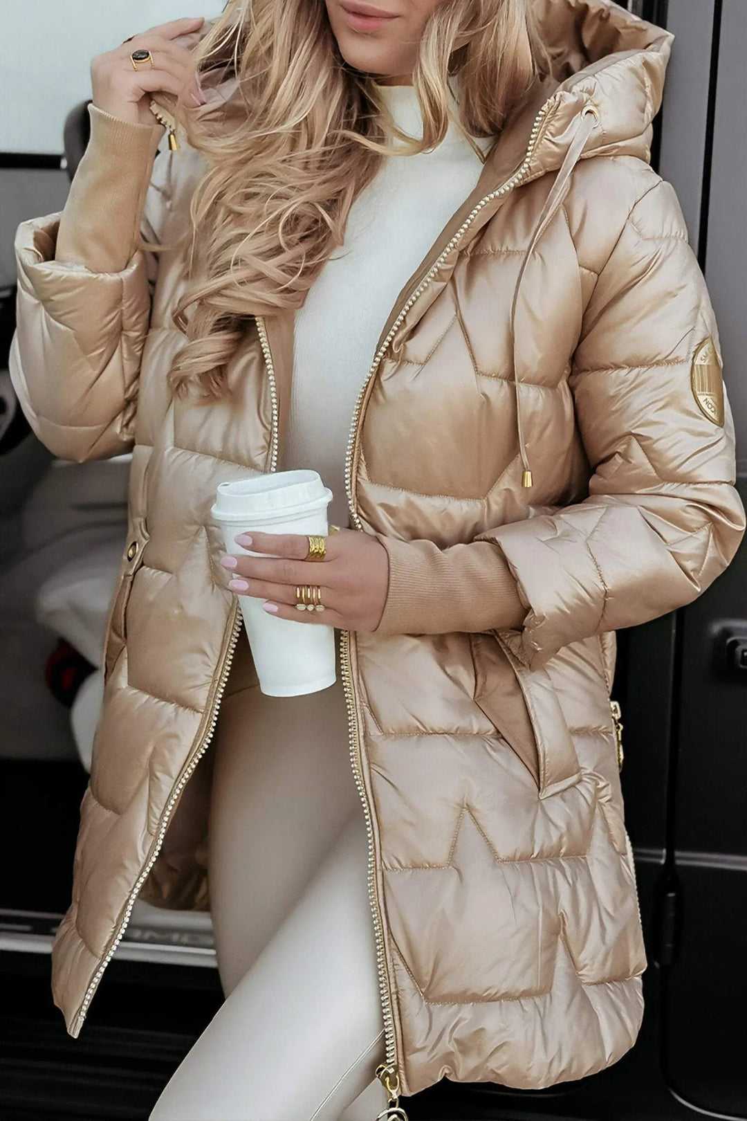 Damen Pufferjacke Baumwolle mit Kapuze – Stilvolle Jacke für Damen