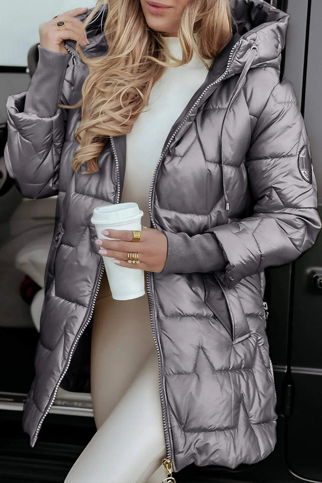 Damen Pufferjacke Baumwolle mit Kapuze – Stilvolle Jacke für Damen