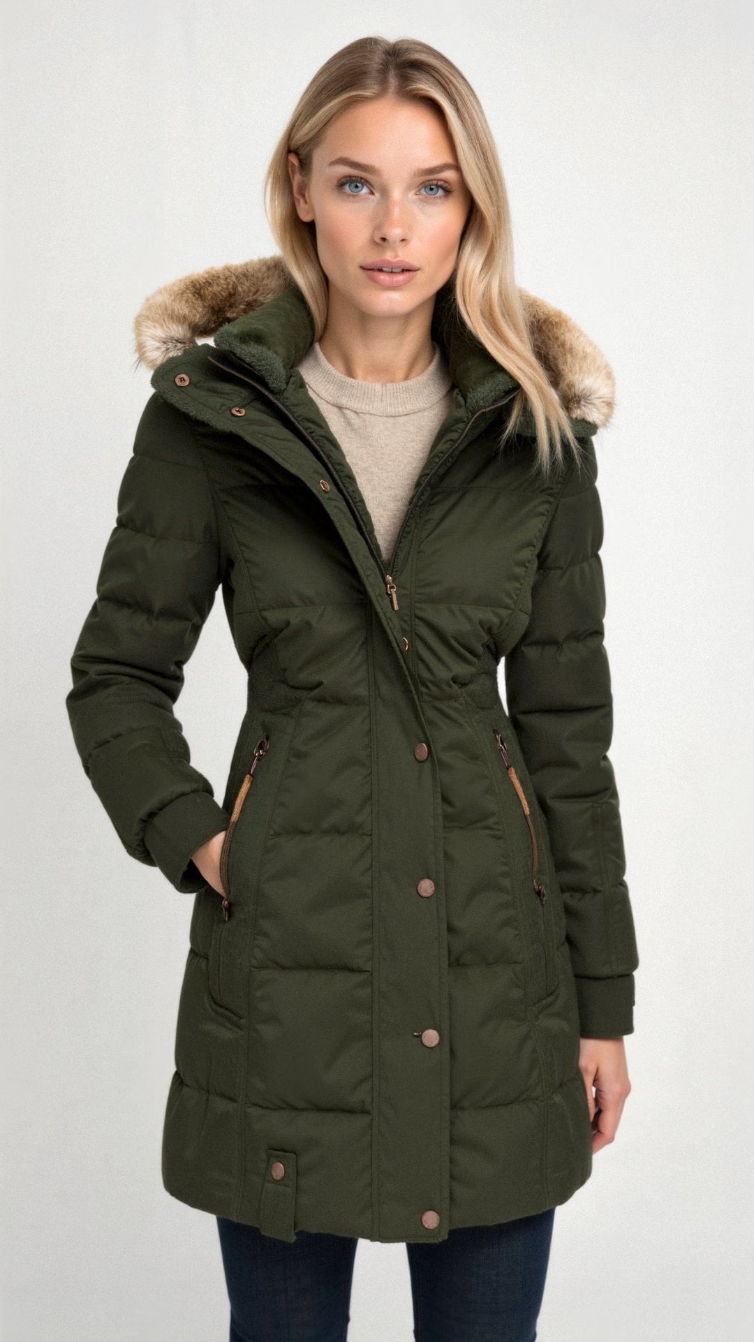 Damen Pufferjacke mit Kapuze Warm
