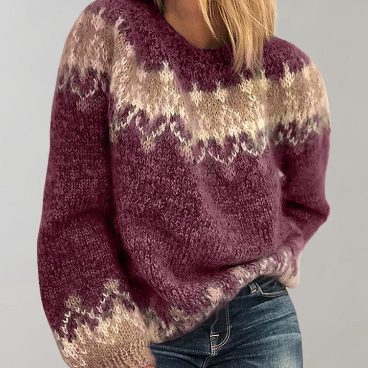 Pull femme en coton tricot épais col rond