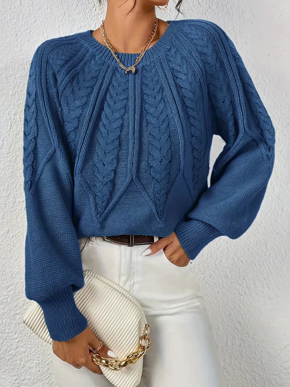 Pull femme coton torsadé décontracté